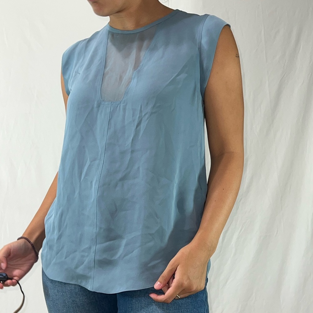 Rebecca Taylor Blue Blouse with Mesh detailing size 4